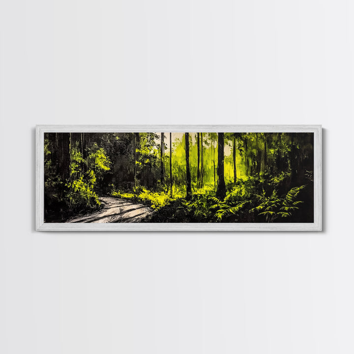 Dark Forest, Mystical Path, Framed Canvas Print, Nature Inspired Wall Art, Greenery Home Decor, Large Wall Art, Living Room Art