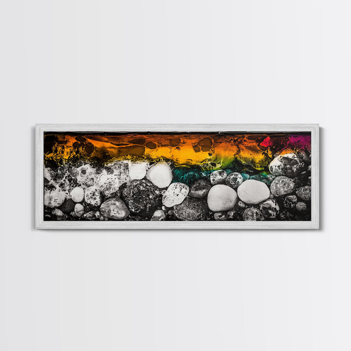Abstract Stones, Modern Art, Vibrant Wall Decor, Canvas Print, Black White Orange, Office Art, Contemporary Home Decor, Large Wall Art