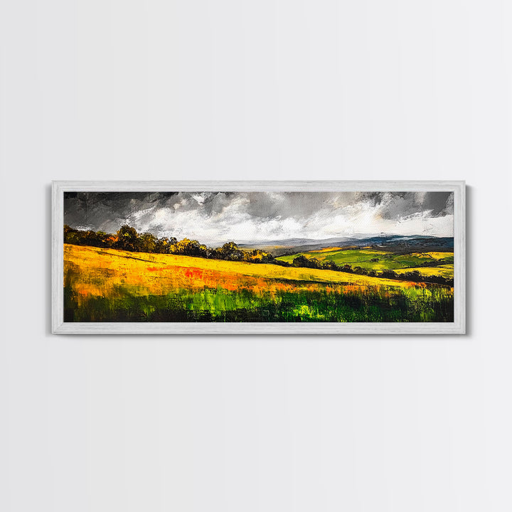 Rolling Hills, Golden Fields, Nature Landscape Art, Framed Canvas Print, Rustic Home Decor, Modern Farmhouse Wall Art, Large Artwork
