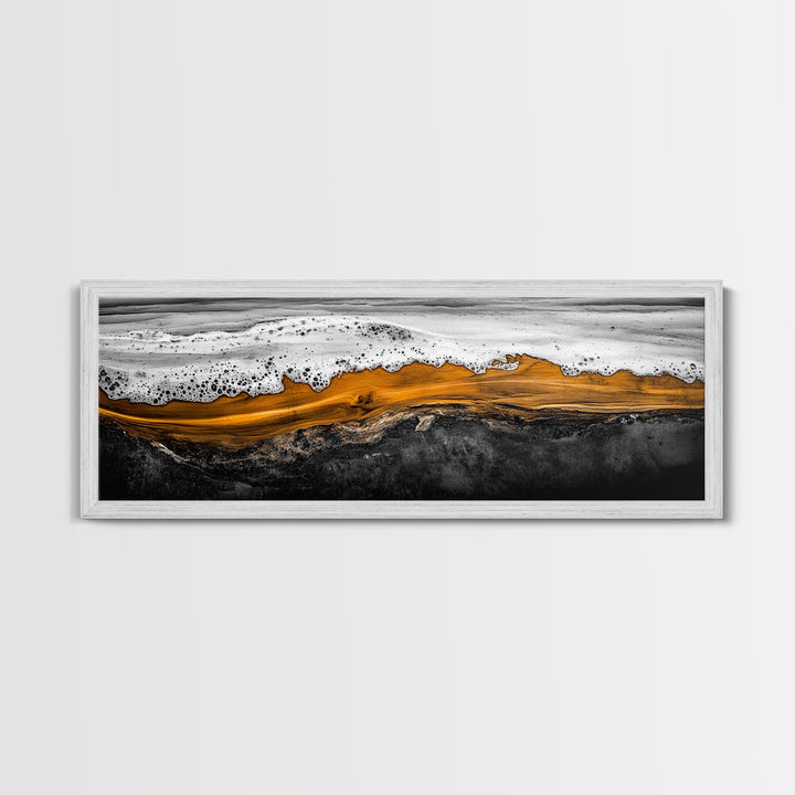 Ocean Wave, Coastal Abstract, Black and Gold Art, Framed Canvas Print, Beach House Decor, Modern Wall Art, Surf Art, Nautical Decor