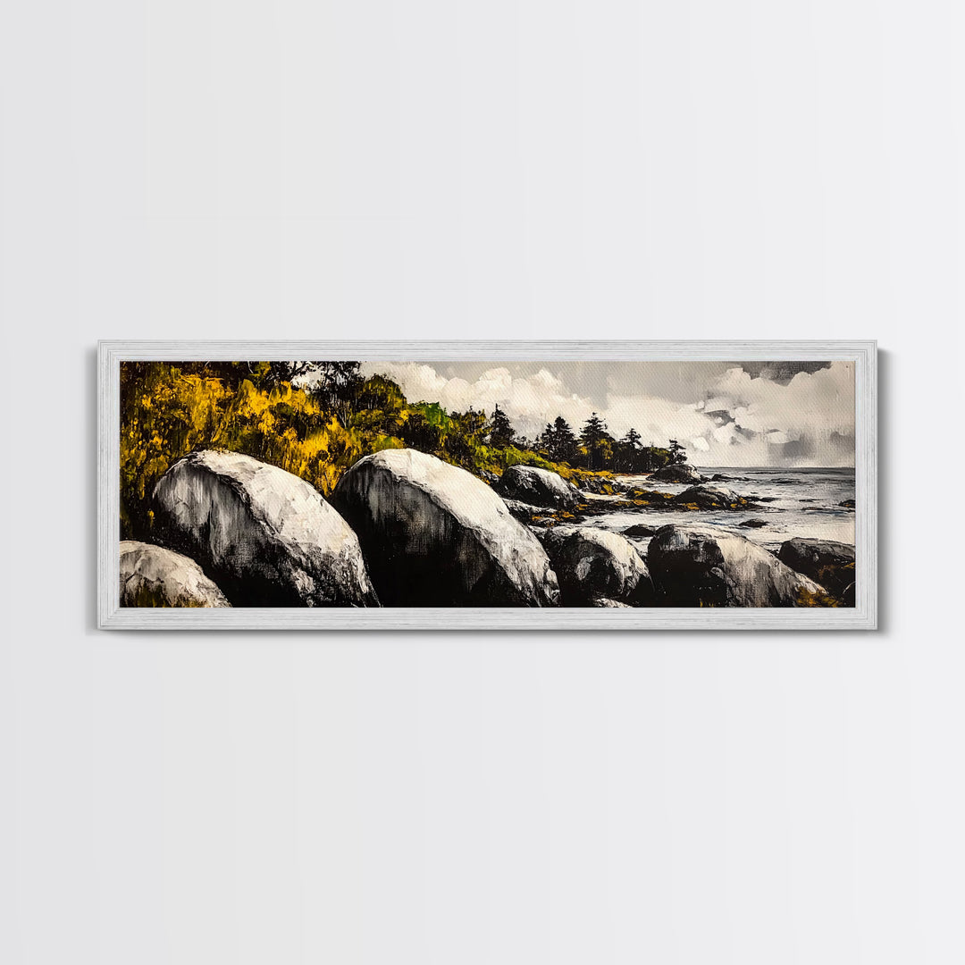 Rocky Shore, Coastal Landscape, Nature Inspired Art, Ocean Beach Wall Art, Large Format Art, Canvas Print, Living Room Art