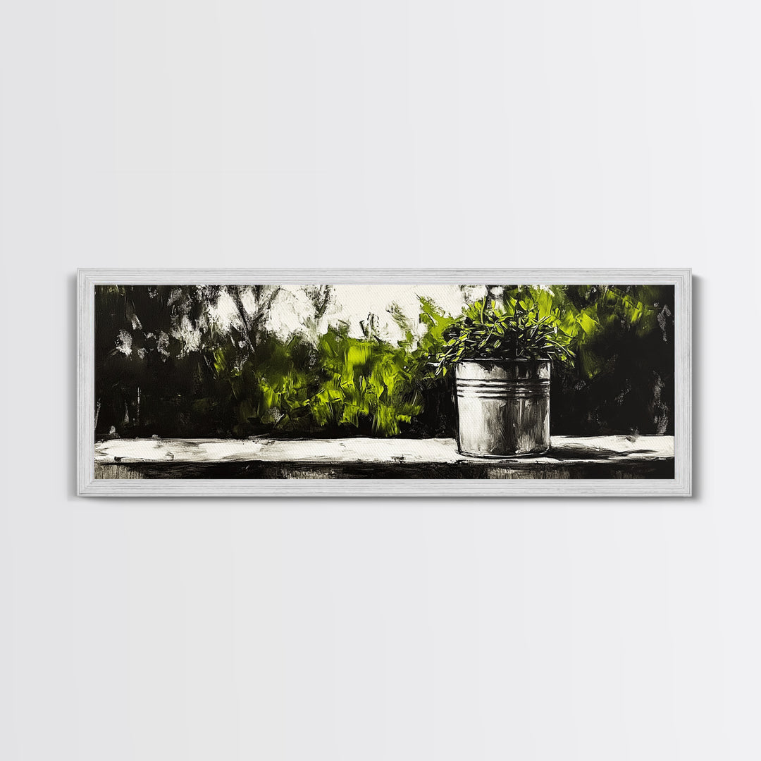 Potted Plant, Botanical Wall Art, Greenery Decor, Modern Minimalist Painting, Nature Inspired Home, Kitchen Wall Print, Canvas Print