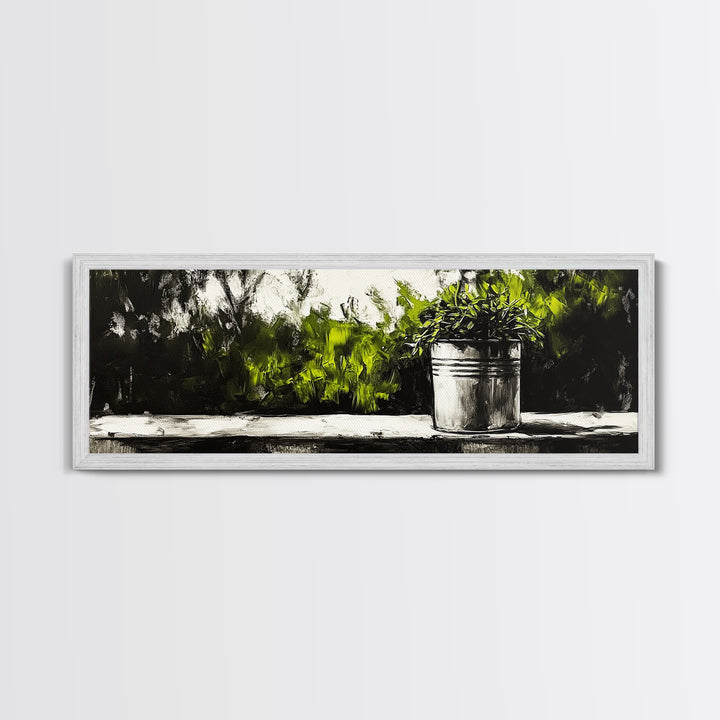 Potted Plant, Botanical Wall Art, Greenery Decor, Modern Minimalist Painting, Nature Inspired Home, Kitchen Wall Print, Canvas Print