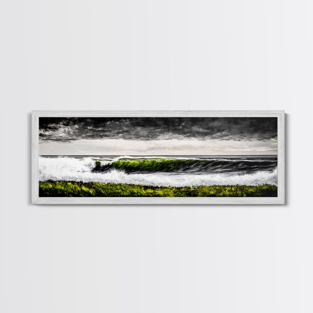 Ocean Wave, Coastal Wall Art, Black and White Print, Framed Canvas Print, Nautical Decor, Surf Art, Modern Home Decor