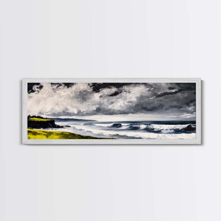 Stormy Waves, Coastal Landscape, Dramatic Ocean, Canvas Print, Nautical Wall Art, Beach House Decor, Seascape Painting, Living Room Art