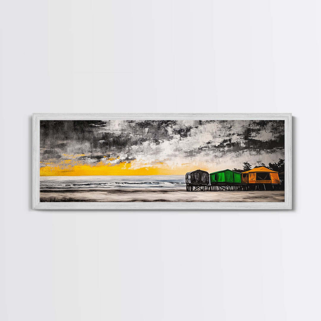 Coastal Retreat, Beach House Decor, Ocean Art, Canvas Print, Tropical Sunset Painting, Seaside Landscape, Serene Beach Art, Nautical Wall Art