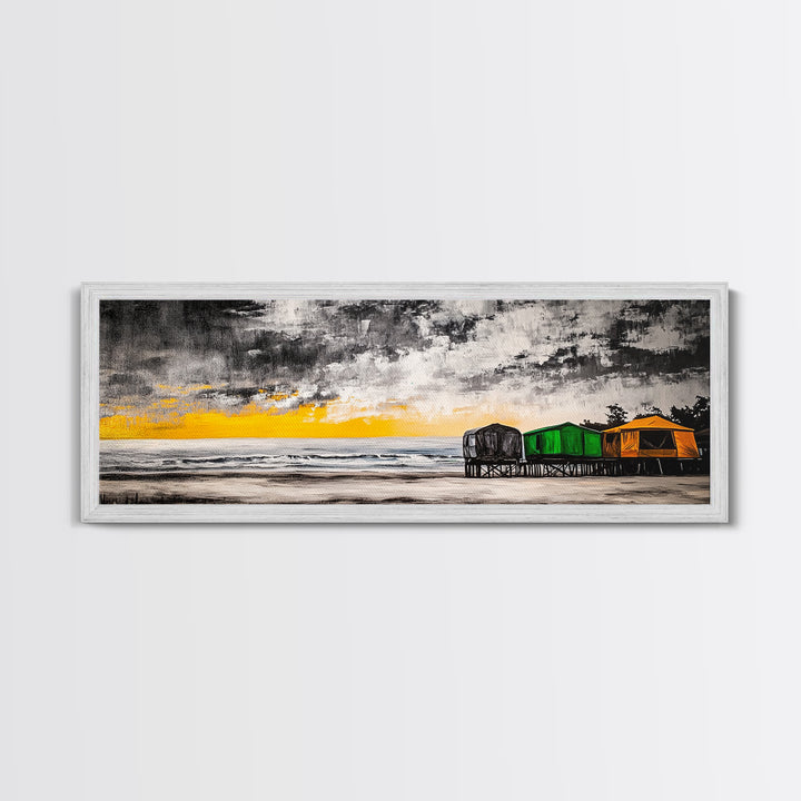 Coastal Retreat, Beach House Decor, Ocean Art, Canvas Print, Tropical Sunset Painting, Seaside Landscape, Serene Beach Art, Nautical Wall Art