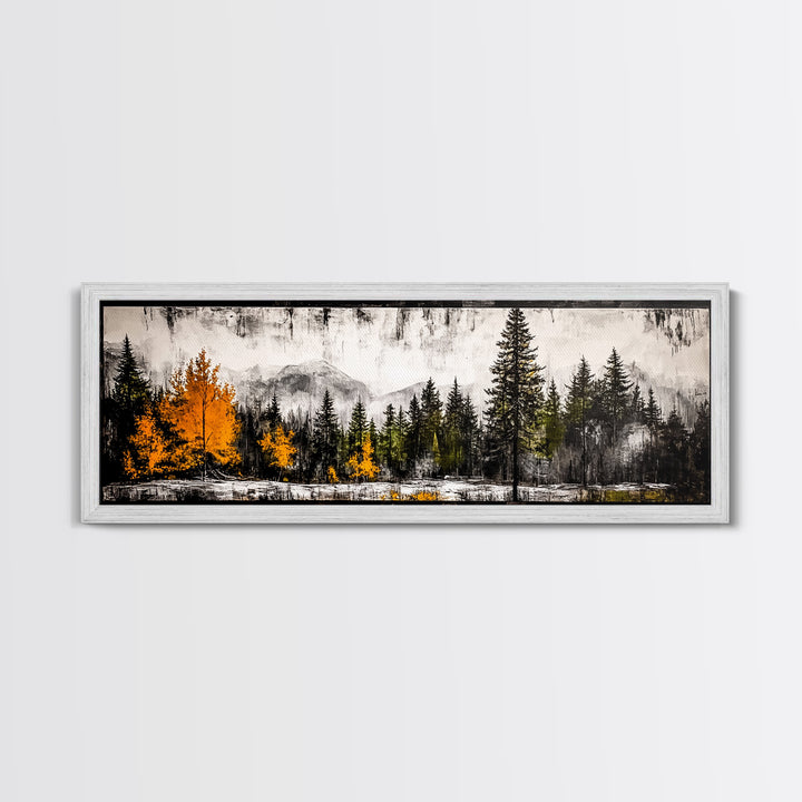 Autumn Forest, Mountain Landscape, Framed Canvas Print, Fall Wall Art, Nature Decor, Rustic Home Art, Modern Cabin Print, Office Art