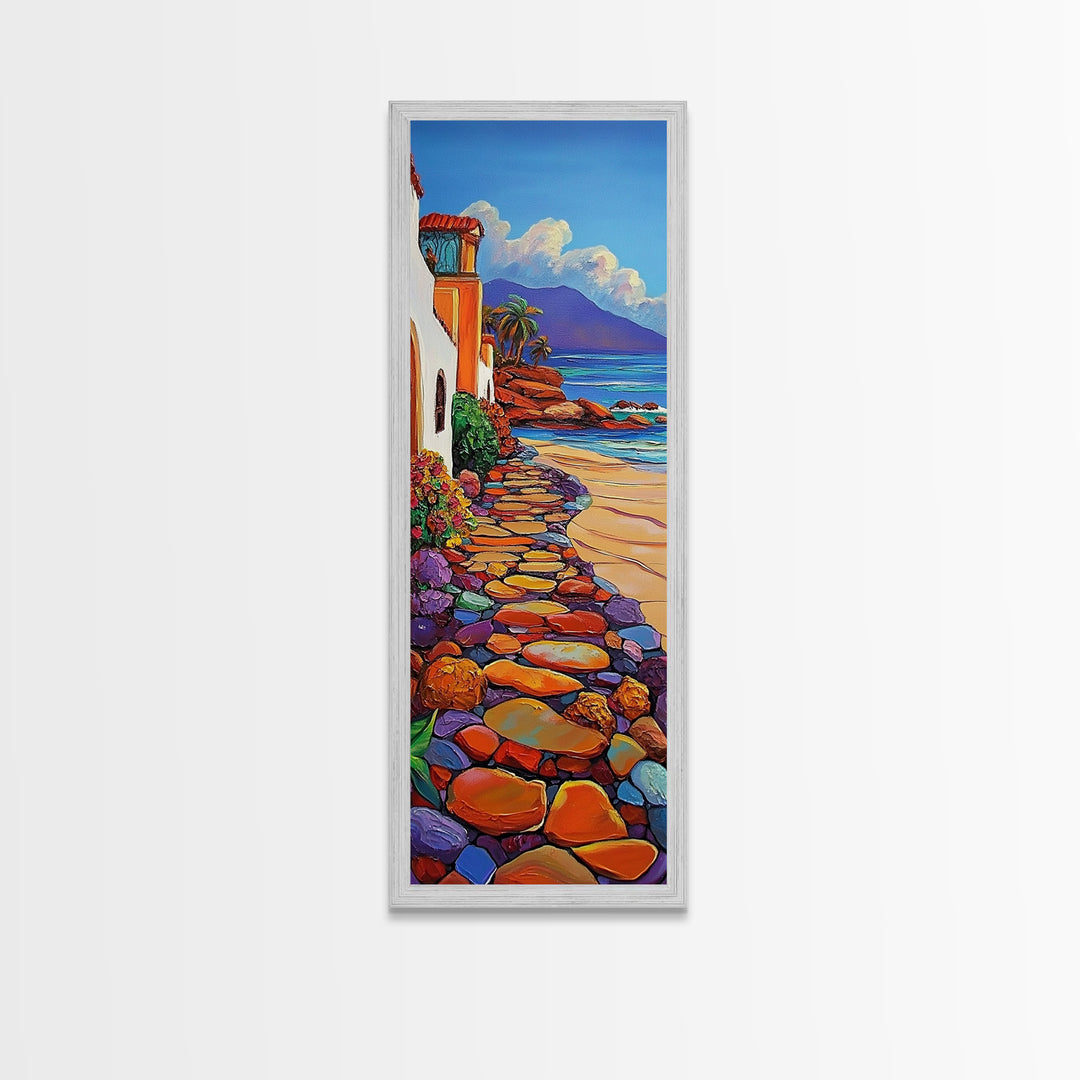 Beach, Pathway, Tropical, Coastal Homes Canvas Print, Vibrant Summer Landscape, Coastal Living Room Art, Oceanfront Wall Accent, Boho Beach Art