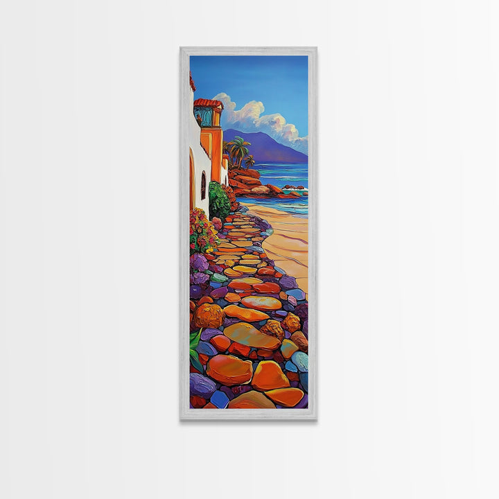 Beach, Pathway, Tropical, Coastal Homes Canvas Print, Vibrant Summer Landscape, Coastal Living Room Art, Oceanfront Wall Accent, Boho Beach Art