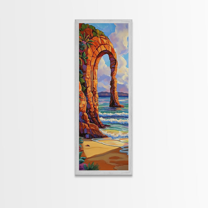 Ocean Arch, Coastal Vibes, Nature Escape, Canvas Print, Coastal wall art beach scene, vibrant seascape painting, boho bedroom decor