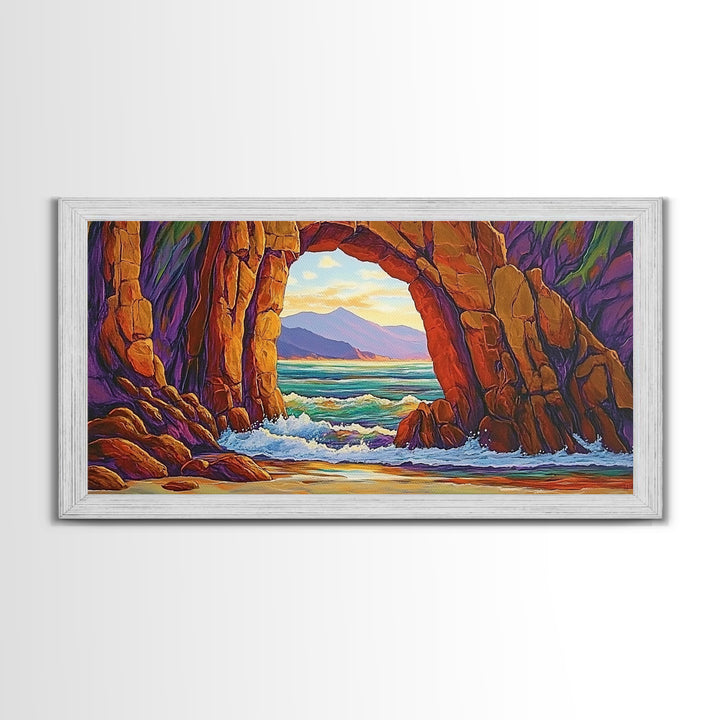 Archway Ocean, Rocks, Canvas Print, Coastal Decor, Beach House Landscape Art, Dramatic Seascape, Living Room Wall Art, Nature Painting
