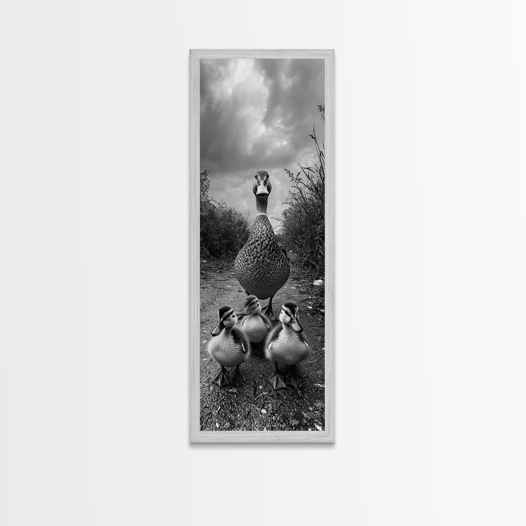 Duck Family, Wildlife Photography, Baby Ducks, Country Style, Canvas Print, Farmhouse Wall Art, Fall Animal Decor, Kids Room Art