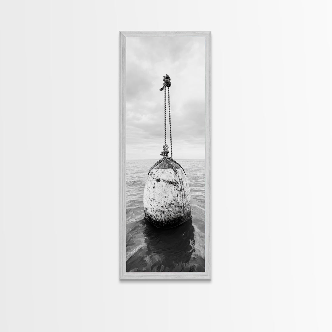 Nautical Buoy, Ocean Rope, Minimal Seascape, Framed Canvas Print, Coastal Wall Art, Bathroom Decor, Modern Nautical Art, Minimalist Home