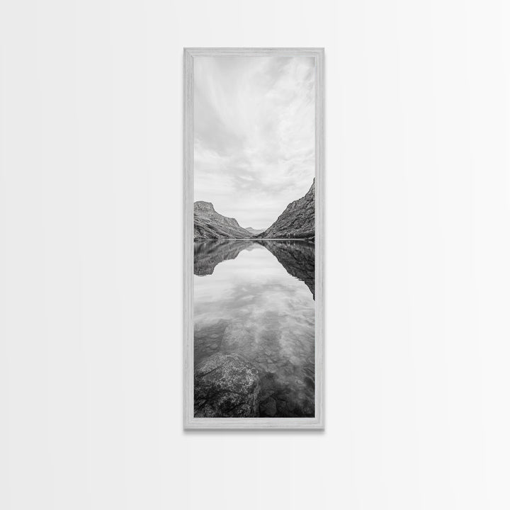 Mountain Lake, Glassy Water, Serene Reflection, Canvas Print, Bedroom Wall Art, Nature Photography, Minimalist Decor, Tranquil Vibe