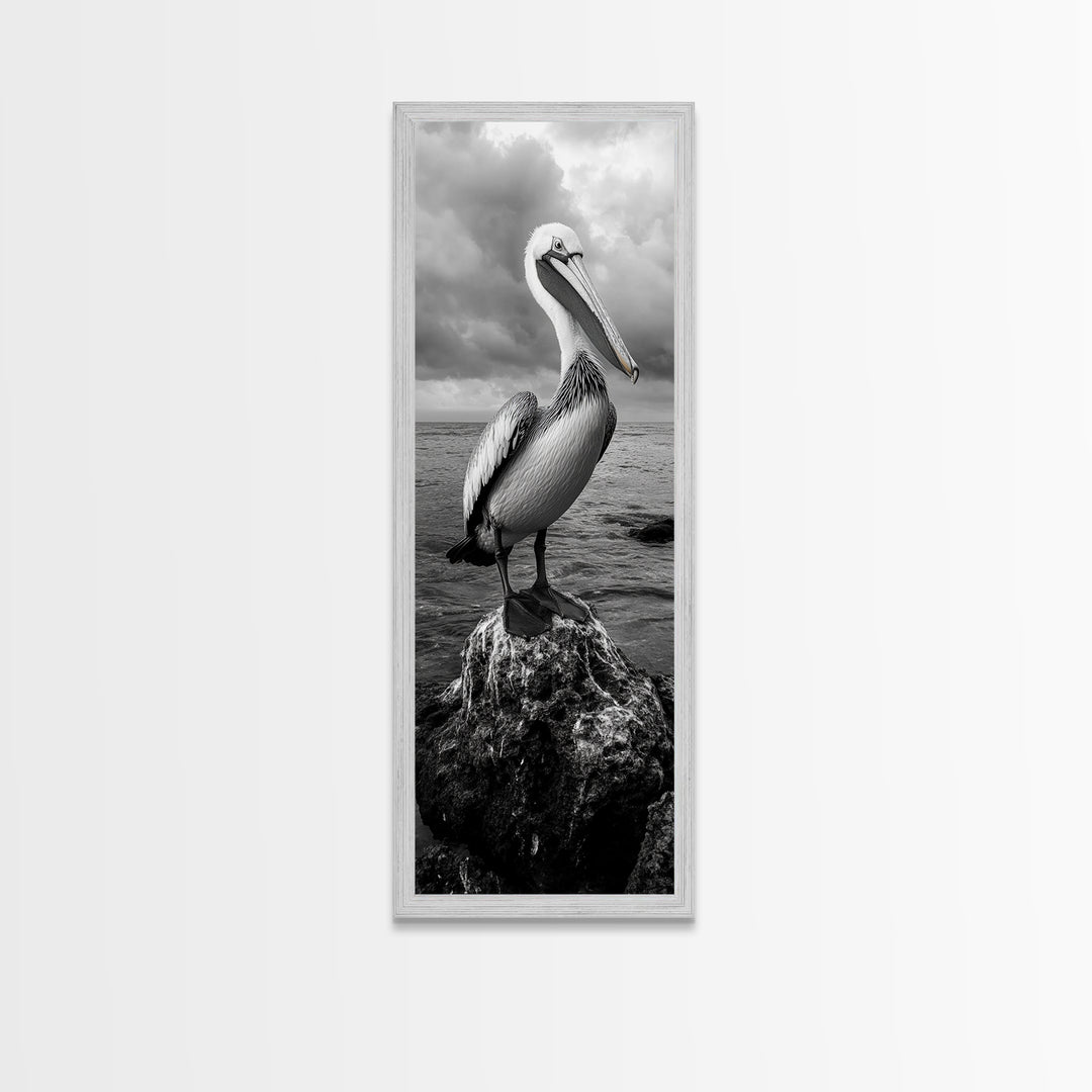 Coastal Bird Portrait, Ocean Wildlife, Nature Decor, Minimalist Art, Framed Canvas Print, Beach House Bathroom Wall Art, Living Room Art