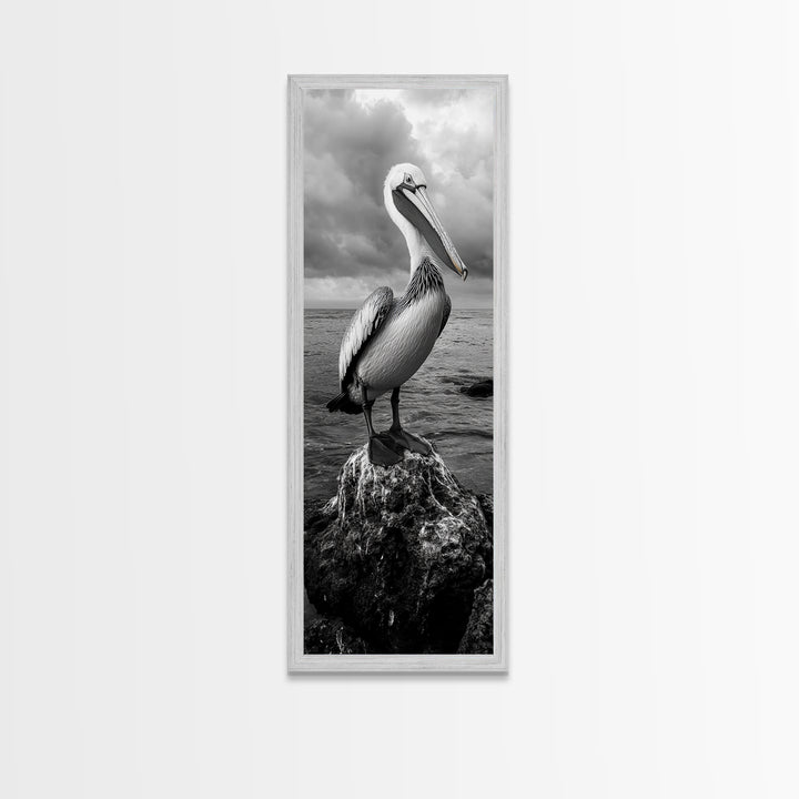 Coastal Bird Portrait, Ocean Wildlife, Nature Decor, Minimalist Art, Framed Canvas Print, Beach House Bathroom Wall Art, Living Room Art