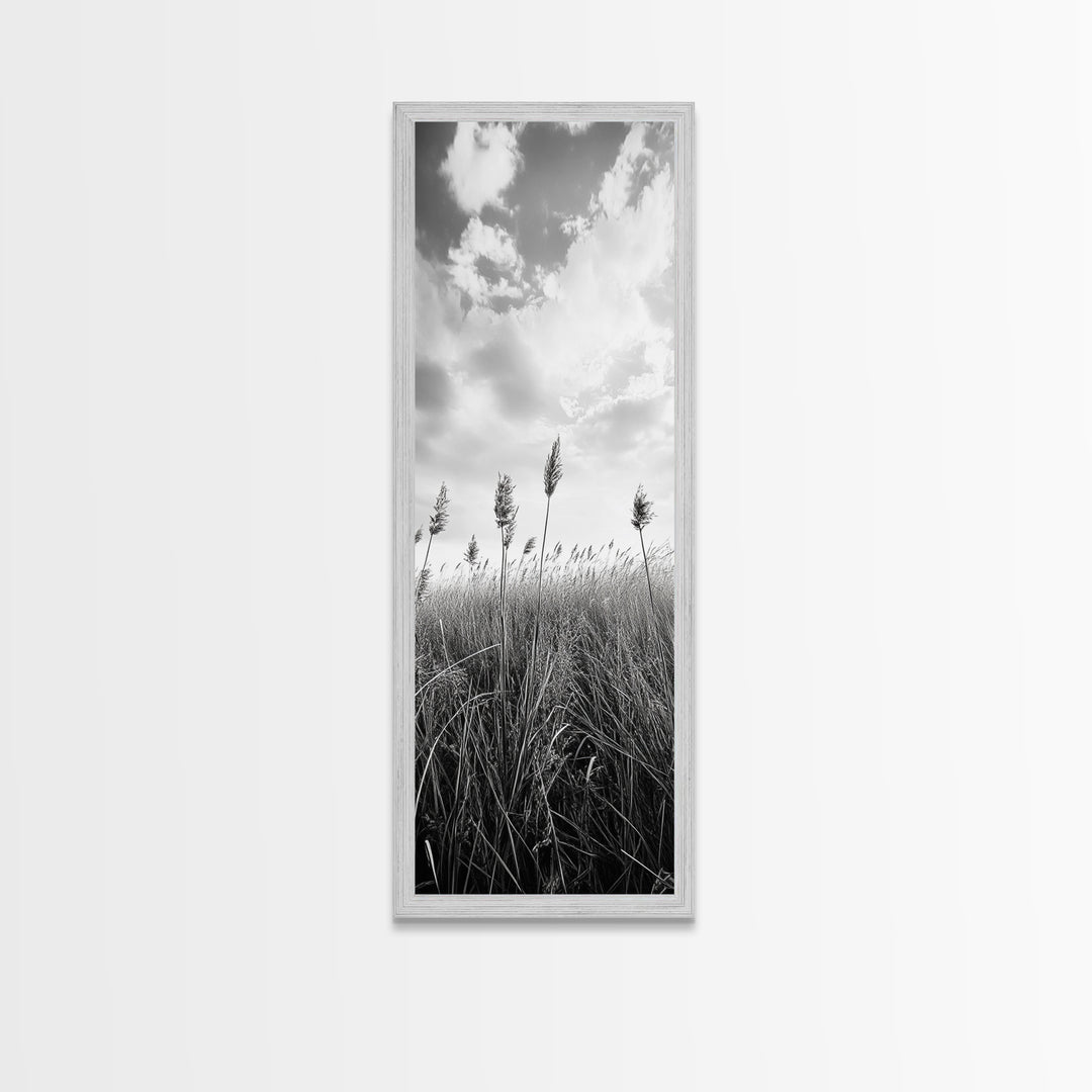 Wild Grass Field, Windswept Plains Scene, Minimalist Nature, Framed Canvas Print, Boho Bedroom Art, Modern Office Wall Art, Rustic Charm