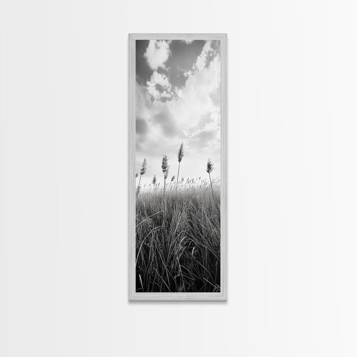 Wild Grass Field, Windswept Plains Scene, Minimalist Nature, Framed Canvas Print, Boho Bedroom Art, Modern Office Wall Art, Rustic Charm