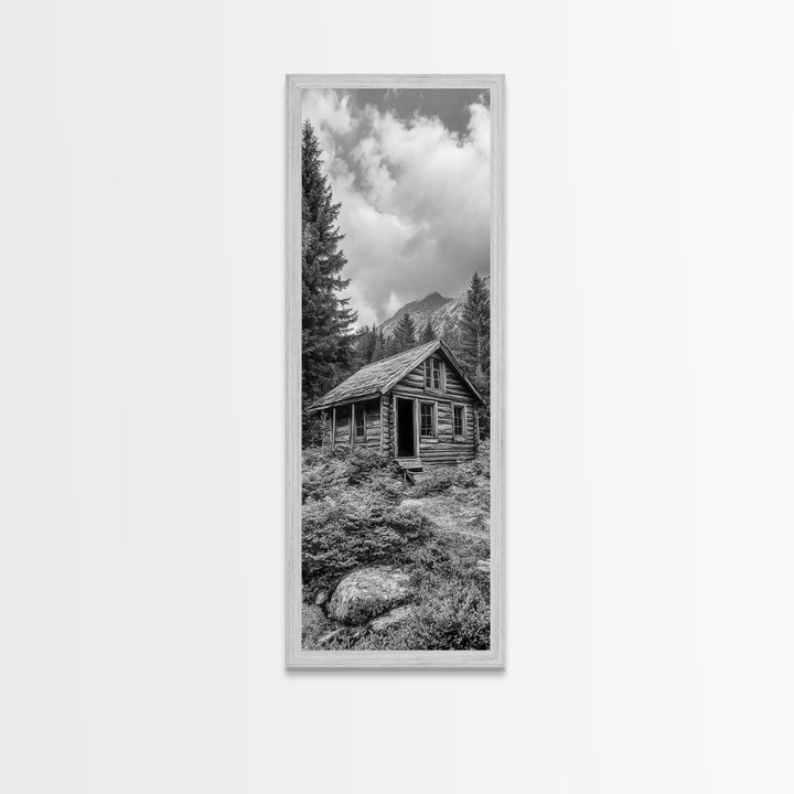 Rustic Cabin, Mountain Retreat, Forest Escape, Framed Canvas Print, Fall Nature Art, Cozy Lodge Decor, Bedroom or Den Wall Piece