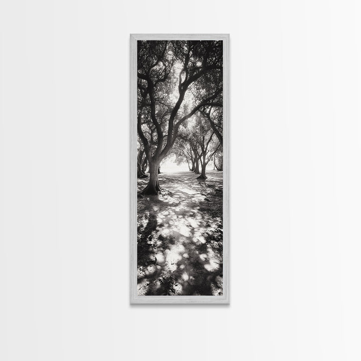 Tree Shadows, Woodland Light, Forest Stroll, Peaceful Canopy, Dappled Light Canvas Print, Cozy Living Room Wall Art, Autumn Decor