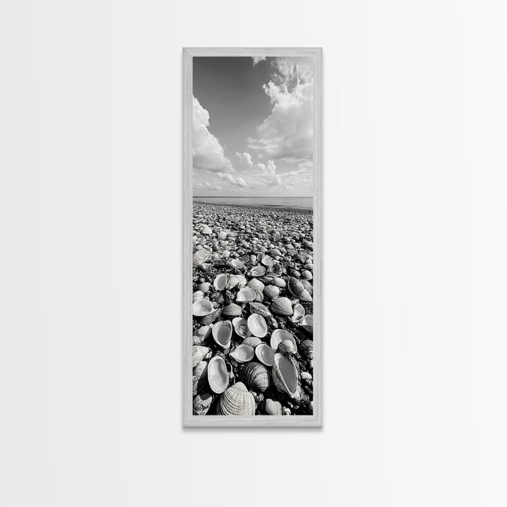 Shell Beach, Coastal Texture, Seashell Ground, Nature’s Bounty, Rustic Ocean Canvas Print, Neutral Kitchen Wall Art, Boho Coastal Style