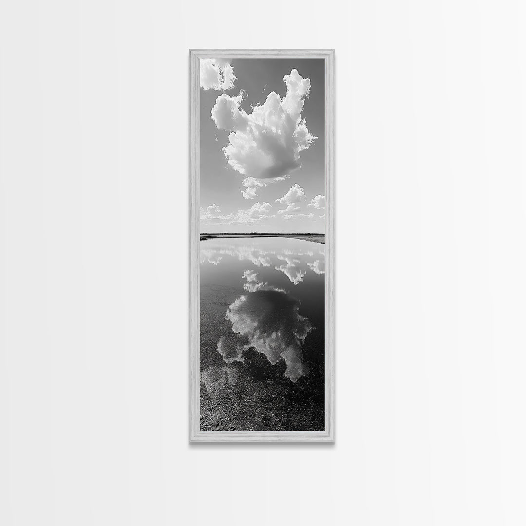 Cloud Reflections, Still Lake, Tranquil Waters, Sky Mirror Canvas Print, Minimalist Living Room Wall Art, Scandinavian Style Decor