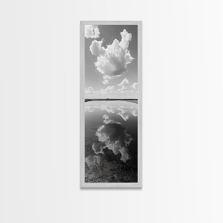 Cloud Reflections, Still Lake, Tranquil Waters, Sky Mirror Canvas Print, Minimalist Living Room Wall Art, Scandinavian Style Decor