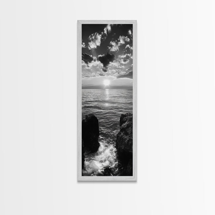 Sunset Ocean, Dramatic Sky, Serene Coastline, Nature Scene, Canvas Print, Minimalist Art, Bedroom Wall Art, Coastal Gallery Decor
