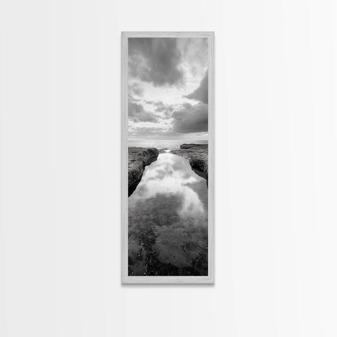 Tidal Pool, Ocean Reflection, Shore Calm, Seascape Beauty, Canvas Print, Minimalist Bathroom Art, Coastal Vibes, Tranquil Decor