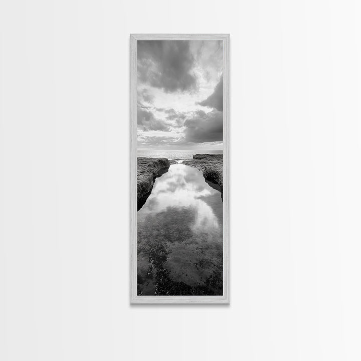 Tidal Pool, Ocean Reflection, Shore Calm, Seascape Beauty, Canvas Print, Minimalist Bathroom Art, Coastal Vibes, Tranquil Decor