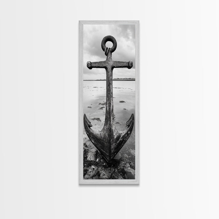 Nautical Anchor, Coastal Vibes, Marine Decor, Ocean-Inspired, Bold Statement, Framed Canvas Print, Entryway Wall Art, Rustic Beach Style