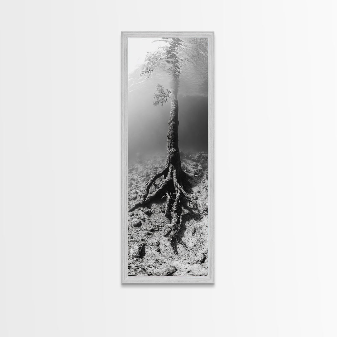 Surreal Tree Roots, Underwater Tree Art, Dreamy Forest Print, Nature Photography, Living Room Wall Decor, Framed Canvas Print