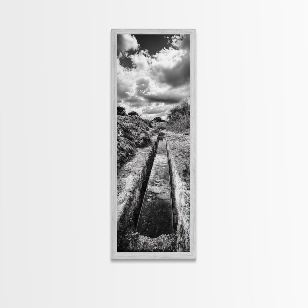Stone Water Channel, Ancient Pathway Art, Moody Landscape Photography, Historical Wall Decor, Study or Hallway Accent, Canvas Print