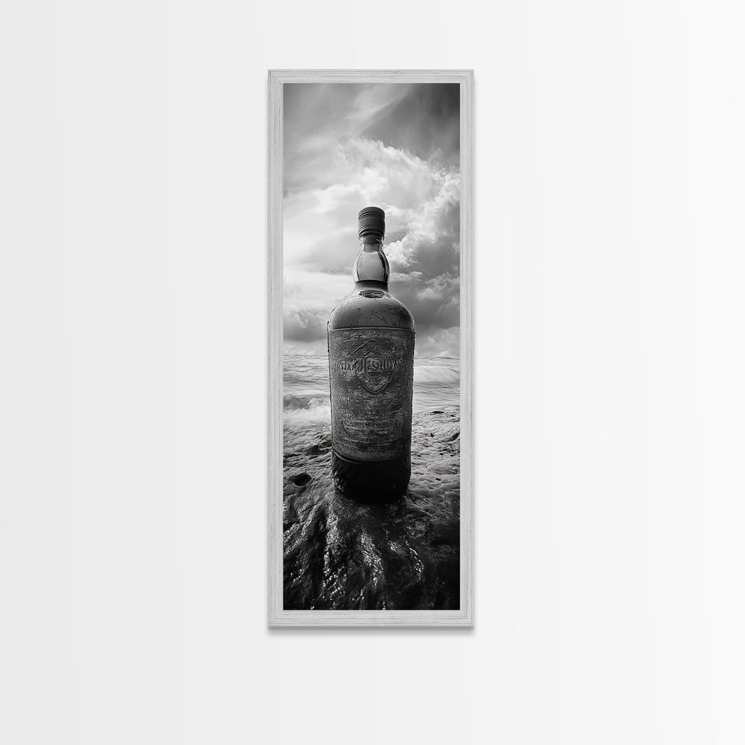 Weathered Bottle Beach, Abandoned Object Art, Coastal Still Life Print, Rustic Nautical Wall Decor, Studio or Bar Area, Canvas Print