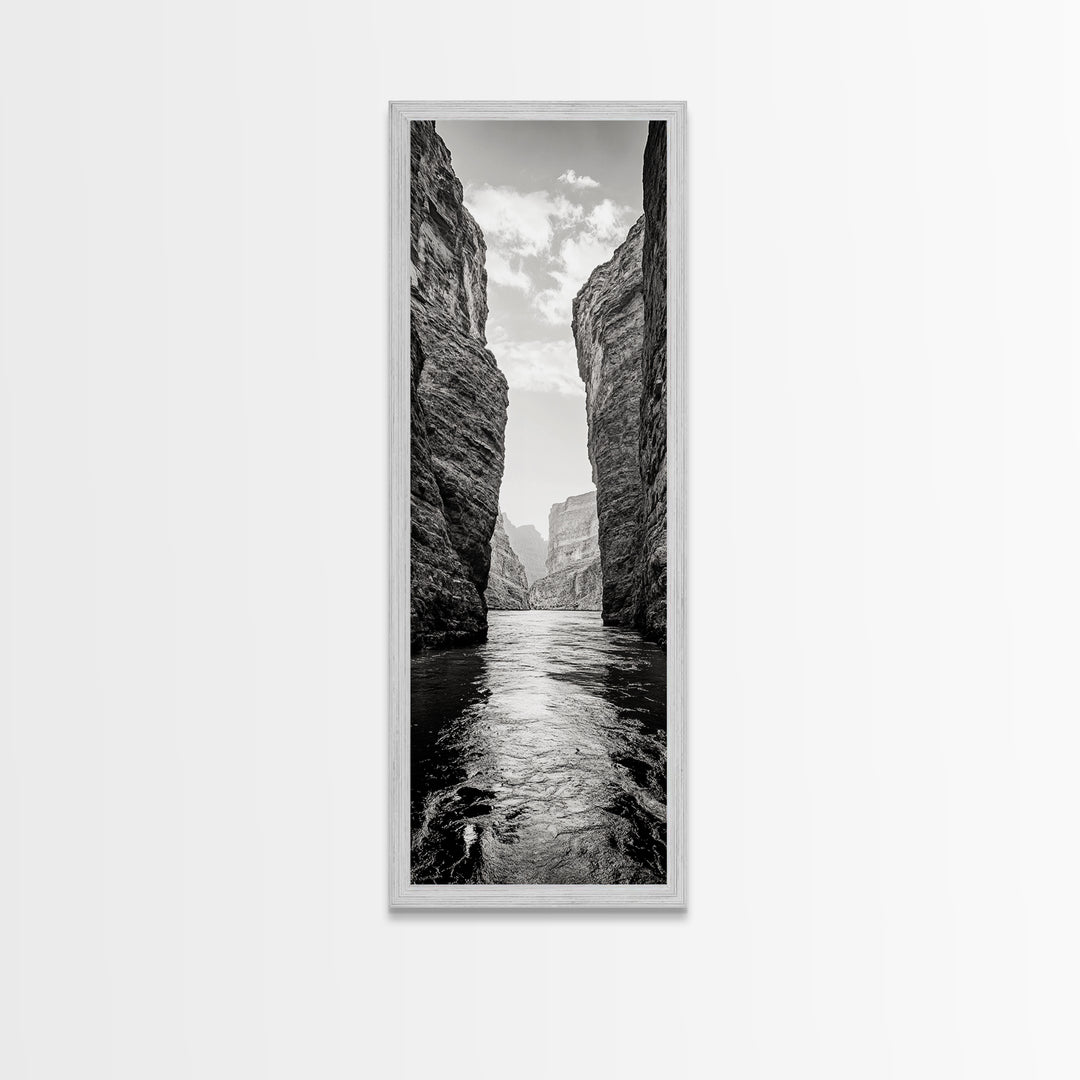 Canyon River, Desert Passage, Rugged Cliffs, Adventure Scene, Framed Canvas Print, Western Wall Art, Office Art, Den Nature Decor