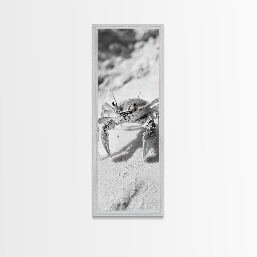 Sand Crab, Coastal Vibes, Beach Creature, Desert Aesthetic, Monochrome Wall Art, Canvas Print, Boho Bathroom Decor, Ocean Life Artwork
