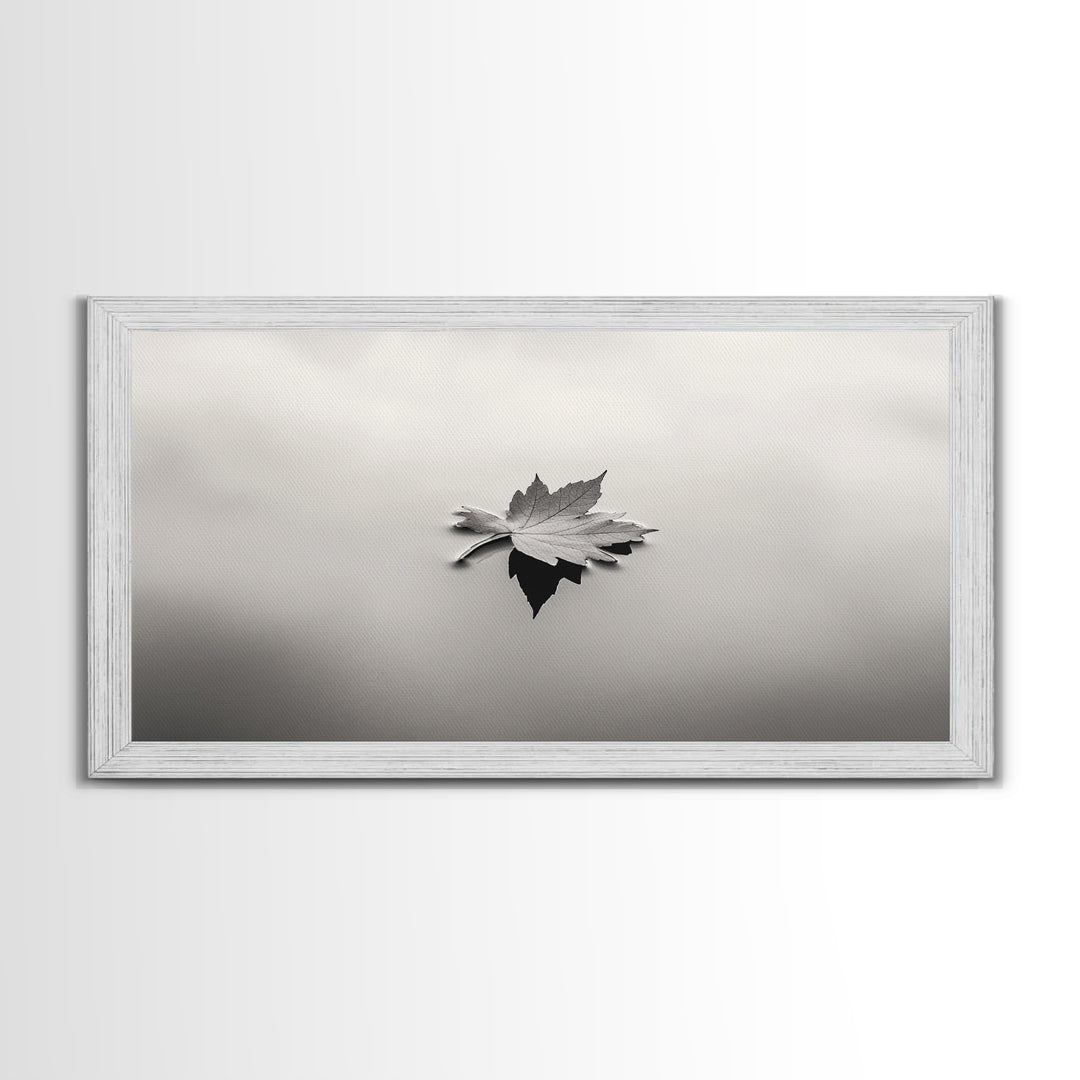 Autumn Leaf, Tranquil Water, Floating Serenity, Soft Tones Nature Art, Canvas Print, Fall Bedroom Wall Art, Minimalist Style
