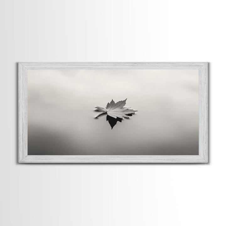 Autumn Leaf, Tranquil Water, Floating Serenity, Soft Tones Nature Art, Canvas Print, Fall Bedroom Wall Art, Minimalist Style