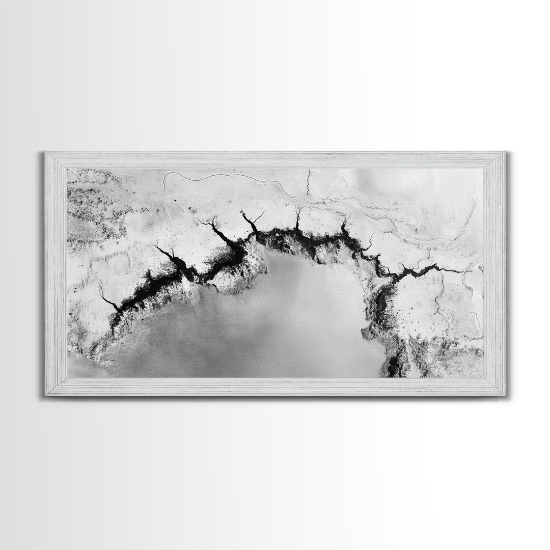 Aerial Desert, Cracked Earth, Modern Texture, Abstract Terrain, Canvas Print, Office Wall Art, Earth Tones, Contemporary Natural Art