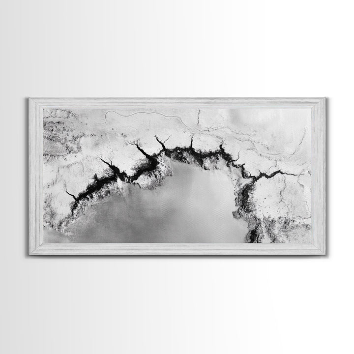 Aerial Desert, Cracked Earth, Modern Texture, Abstract Terrain, Canvas Print, Office Wall Art, Earth Tones, Contemporary Natural Art