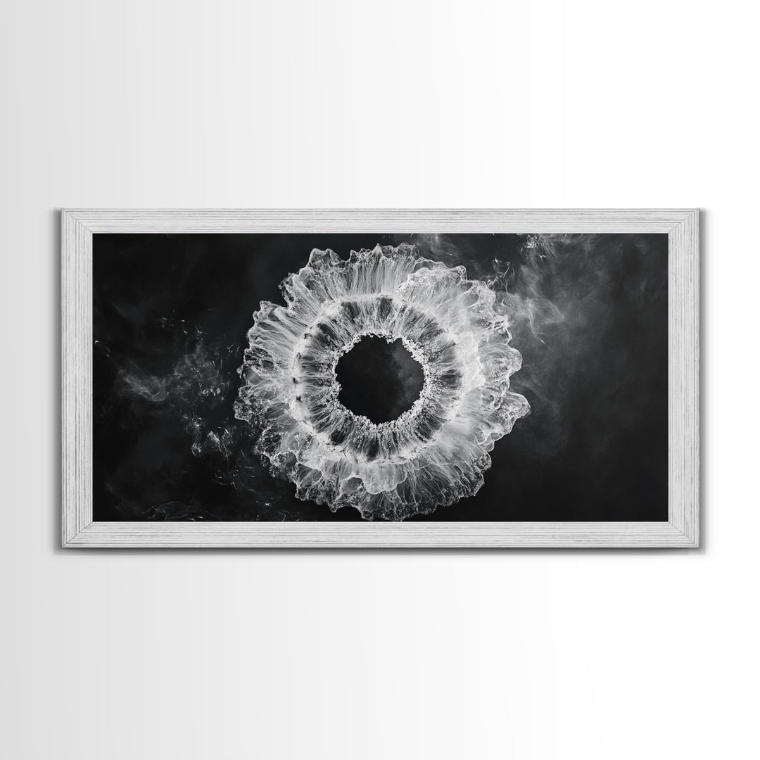 Abstract Smoke Art, Modern Monochrome, Ink Explosion, Minimalist Wall Decor, Framed Canvas Print, Living Room Wall Art, Moody Aesthetic