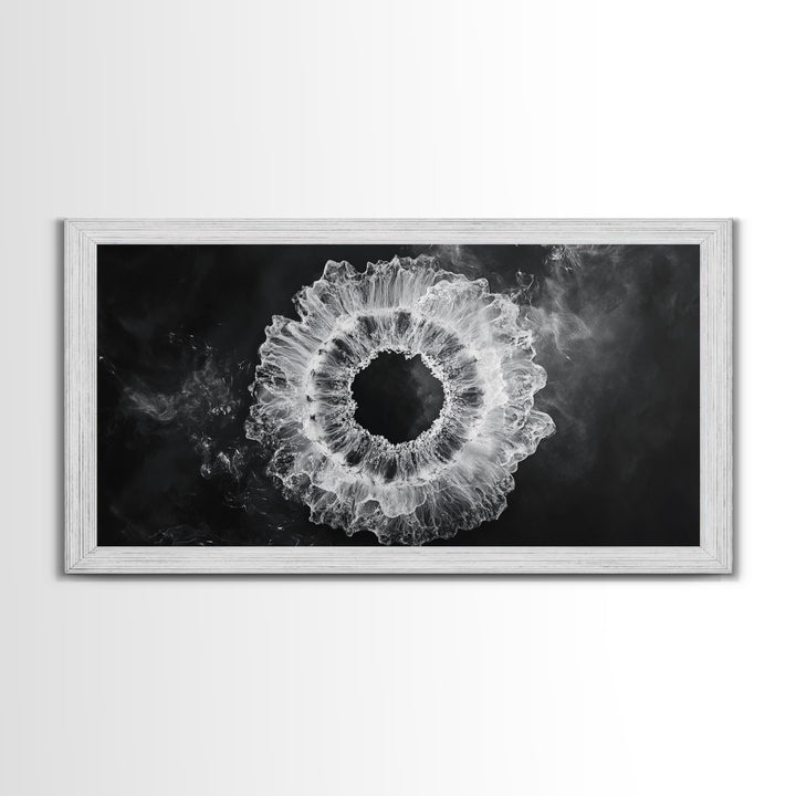 Abstract Smoke Art, Modern Monochrome, Ink Explosion, Minimalist Wall Decor, Framed Canvas Print, Living Room Wall Art, Moody Aesthetic