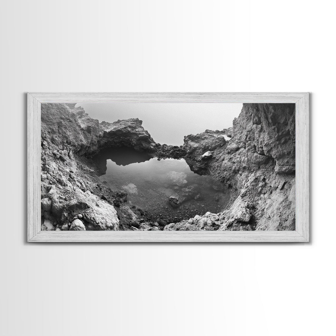 Arch Pool, Stone Lagoon, Natural Wonder, Organic Texture, Minimal Coastal Wall Decor, Canvas Print, Earth Tones Bathroom Art