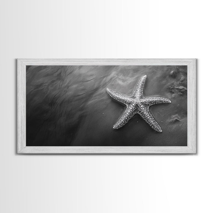 Ocean Starfish, Seashore Calm, Coastal Nature Print, Beach Zen Decor, Framed Canvas Print, Minimalist Bathroom Art, Ocean Wall Piece