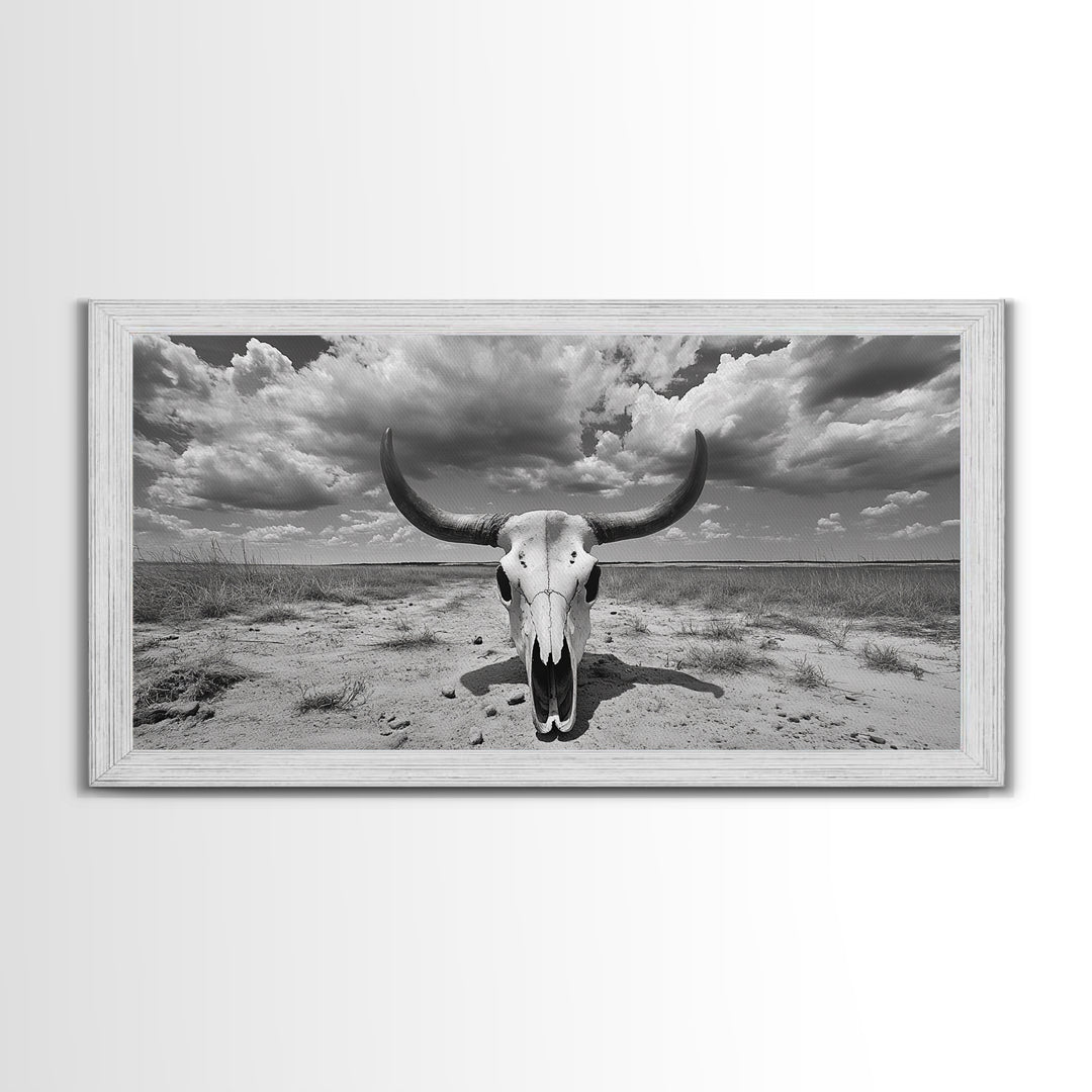 Cow Skull, Desert Bones, Wild West Skull, Country Vibe Decor, Canvas Print, Western Wall Art, Rustic Bedroom or Hallway Accent