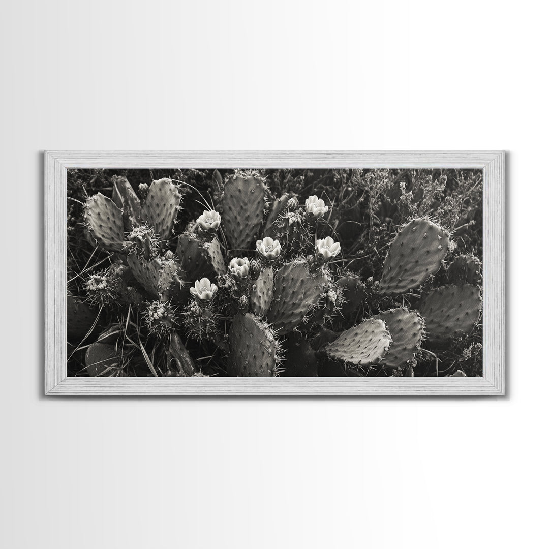 Cactus Blooms, Desert Flowers, Prickly Pear, Nature Closeup, Framed Canvas Print, Southwestern Art, Kitchen Wall Art, Boho Style