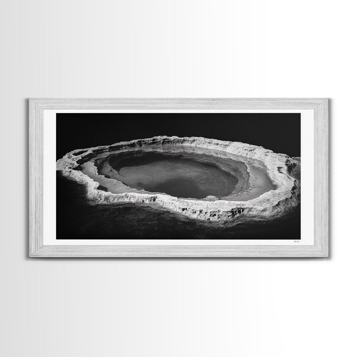 Natural Mineral Pool, Geothermal Abstract, Monochrome Texture, Framed Canvas Print, Minimalist Wall Art, Bathroom or Spa Decor