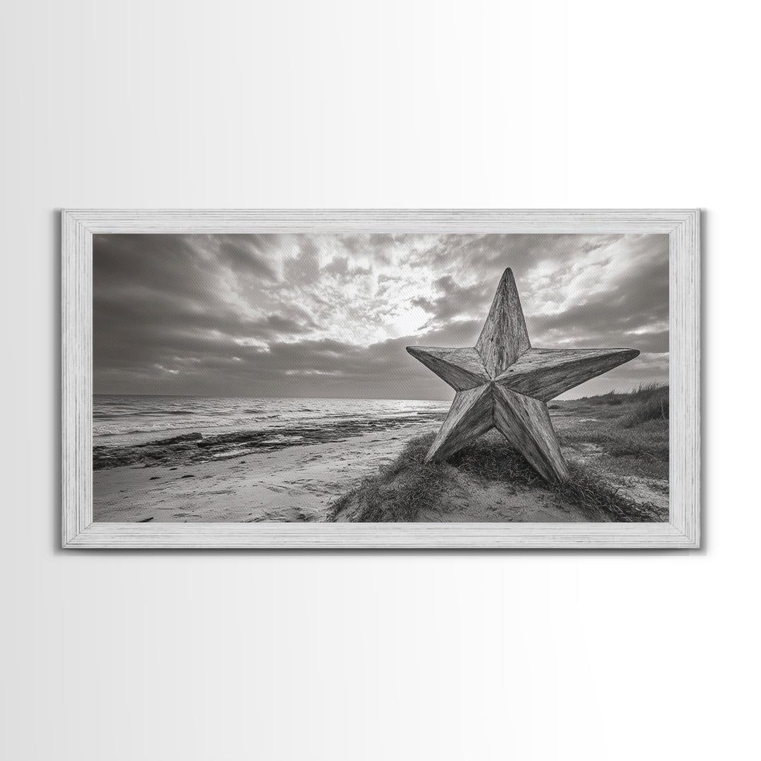 Beach Star, Weathered Wood, Coastal Symbol, Canvas Print, Rustic Seaside Wall Art, Fall Decor, Entryway Or Nautical Living Room Style