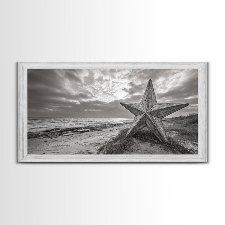 Beach Star, Weathered Wood, Coastal Symbol, Canvas Print, Rustic Seaside Wall Art, Fall Decor, Entryway Or Nautical Living Room Style